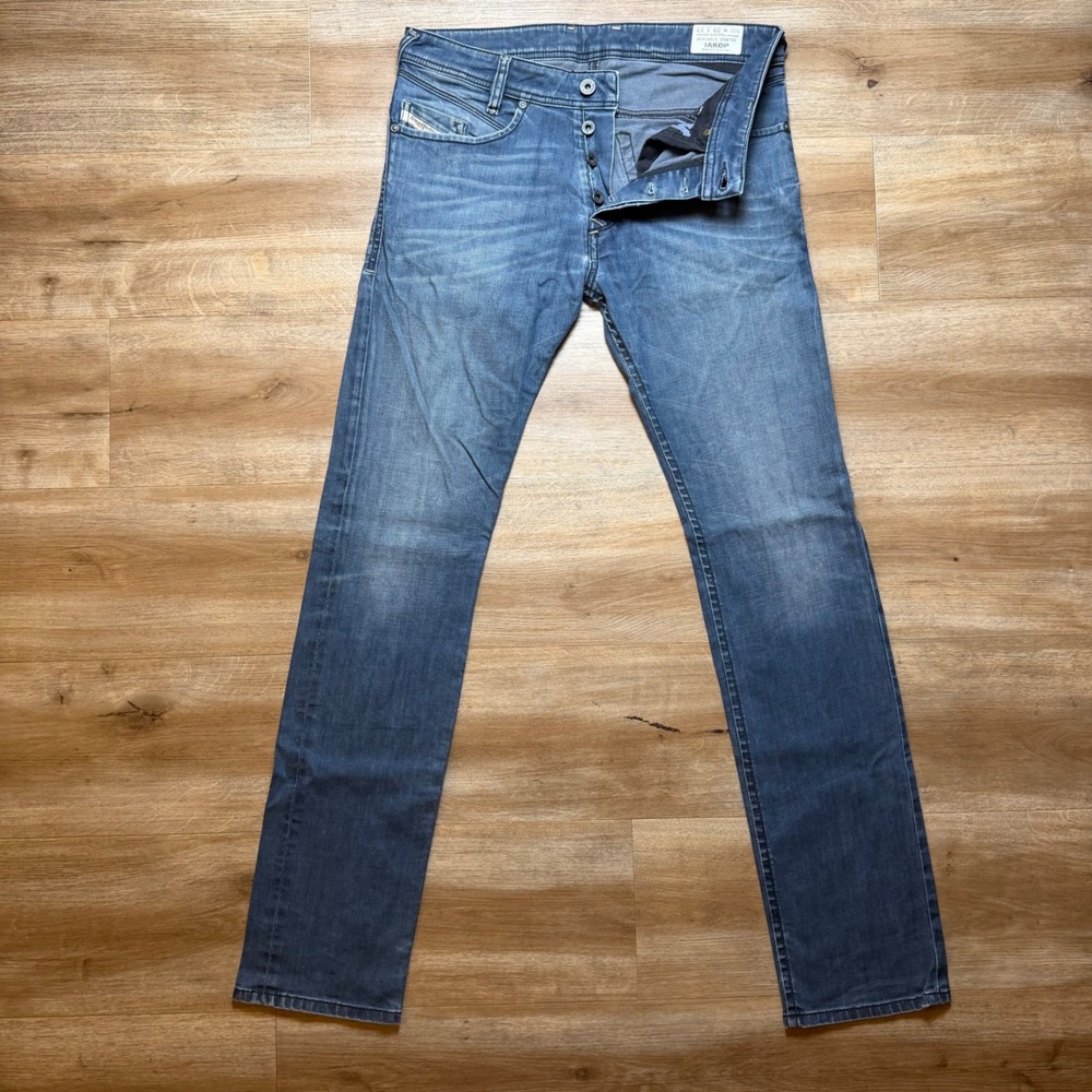 Diesel Iakop Jeans Mens 29x32 Blue Regular Slim Tapered Stretch Wash 0883E